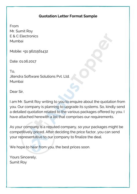 Formal email samples email sample 1: Quotation Format Letter | Format, Sample and How To Write ...