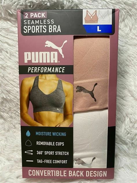 Puma Performance Womens Seamless Sports Bra 2 Pack Convertible White