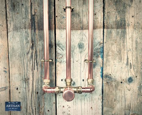 Thermostatic Copper Rain Showers With Ceiling Pipes Indoor Outdoor