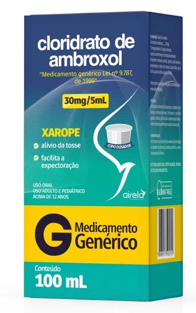 Cloridrato De Ambroxol Xarope Adulto 30mg 5mL 100mL Airela