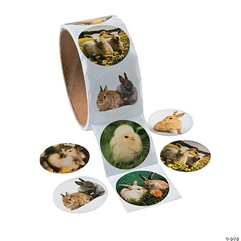 Realistic Easter Animal Sticker Roll 100 Pc Oriental Trading