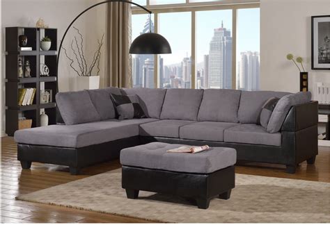 Modern 2 Pcs Cypress Gray 2 Tone Color Sectional Sofa And Chaise Set