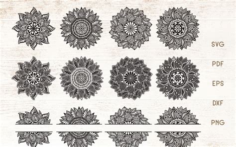Download Sunflower Mandala - Sunflower Split Monogram SVG - Vector ...