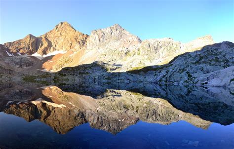 Wallpaper Water Mountains Lake Reflection Widescreen Panorama