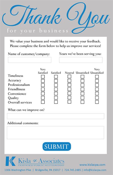 Printable Customer Comment Card Template Free Printable Templates