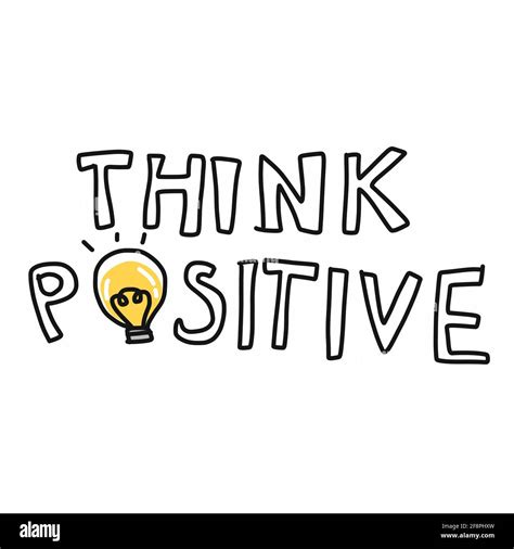 Think Positive Word And Light Bulb Vector Illustration Stock Vector