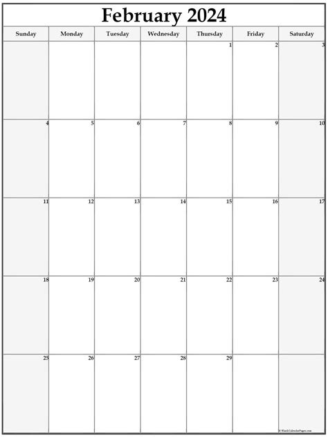 February 2024 vertical calendar