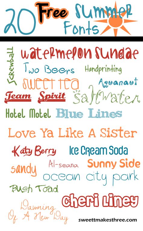 20 Free Summer Fonts Sweet T Makes Three