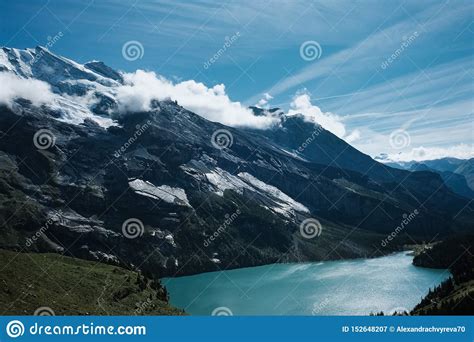 Beautiful Turquoise Lake In The Mountains Of Switzerland Stock Image