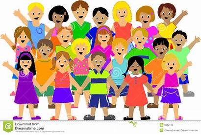 Children Clipart Crowd Illustration Diverse Cliparts Ethnically