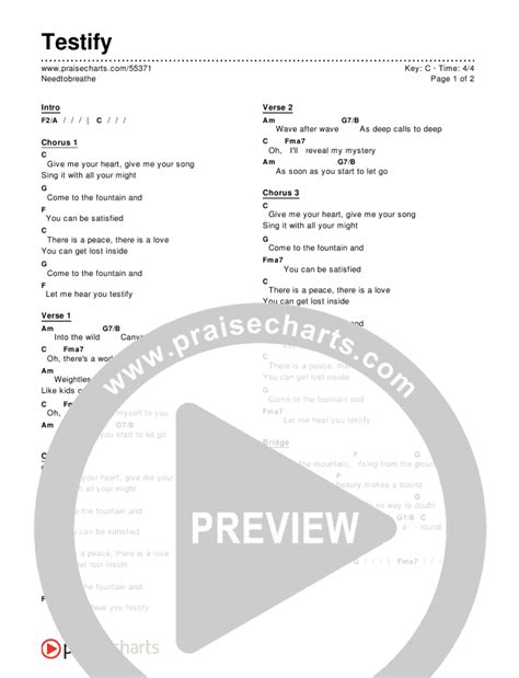 Testify Chords Needtobreathe Praisecharts