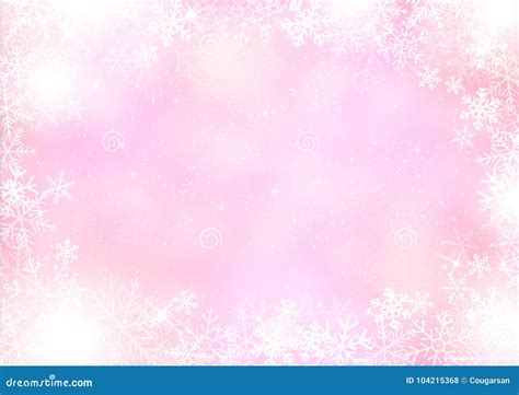 Gradient Mixed Pink Winter Paper Background With Snowflake Border