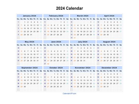 5 Year Calendar 2024 To 2024 2024 Calendar With Holidays