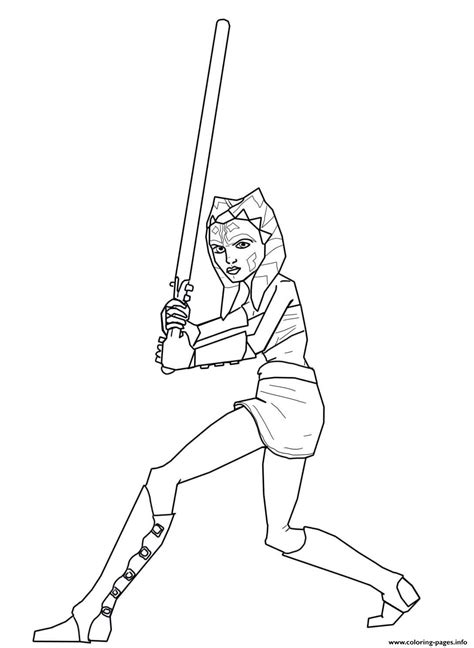 Ahsoka Tano Star Wars The Clone Wars Coloring Page Printable