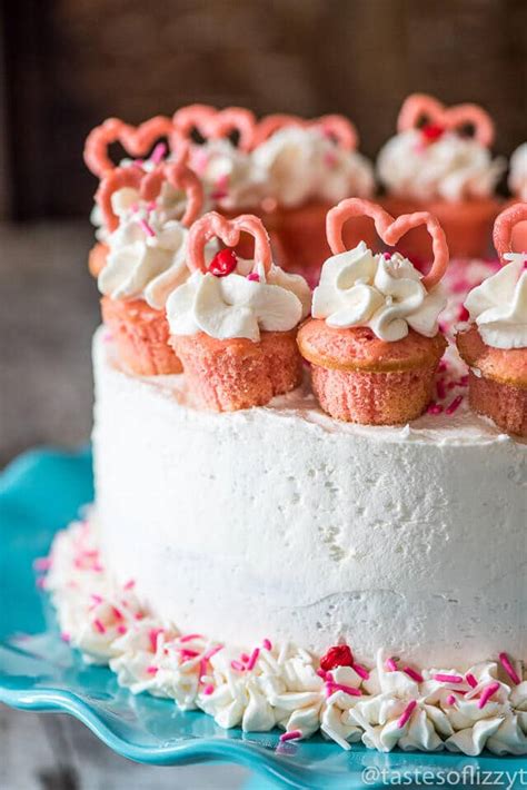 Valentine Cake Easy Strawberry Flavored Cake With Mini Cupcakes