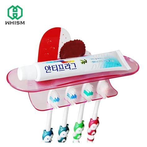 Whism Seamless Magic Strong Suction 4 Seat Toothbrush Rack Holder