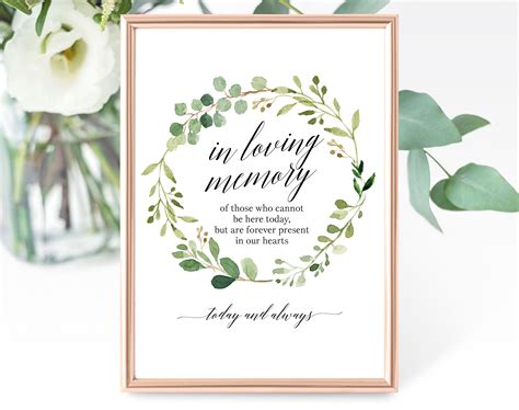 By daniel szczesniak / funeral resources. Greenery Wedding In Loving Memory Sign Template, Wedding ...