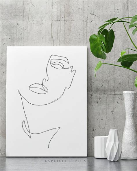 ✓ free for commercial use ✓ high quality images. Abstract One-Line Feminine Face Printable, Minimalist ...