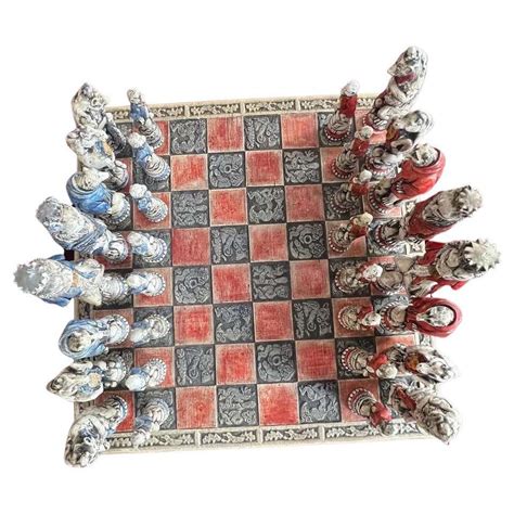 French Mid Century Modern Rare Ceramic Chess Set At 1stdibs Ceramic