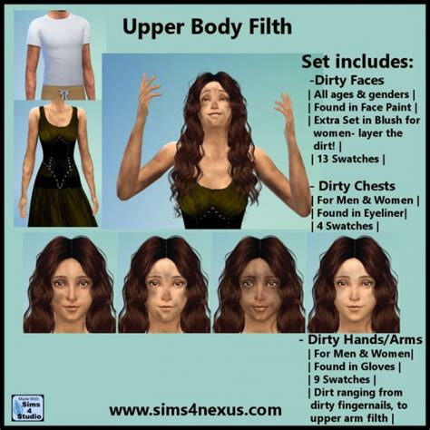 Upper Body Filth Dirty Faces Chest Arms The Sims 4 Catalog