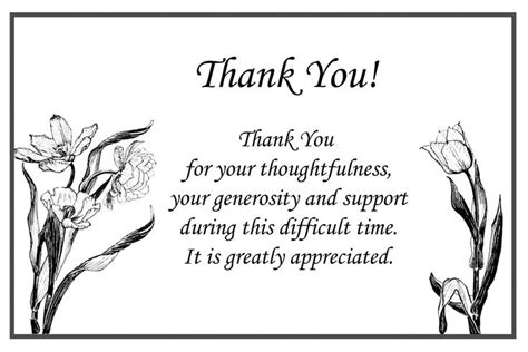Free Thank You Card Wording For Money Pdf Example Funeral Thank You
