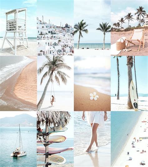 Wall Collage Kit Beach Blue Aesthetic Digital Download 50 Etsy