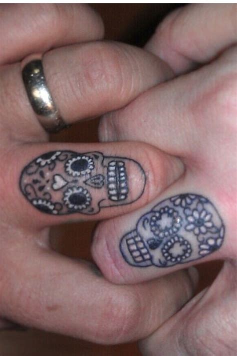 Tattooing only half of skull can be a great idea for couples. 18 of the Best Wedding Ring Tattoos for Couples - Wow Amazing