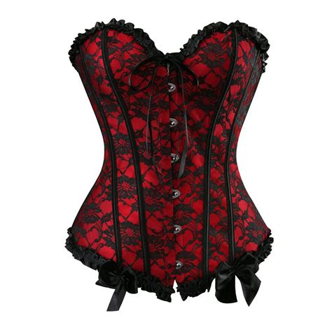 Color Sexy Satin Floral Lace Overlay Polka Dot Corsets And Bustier Plus Size S Xxl Gothic Lace