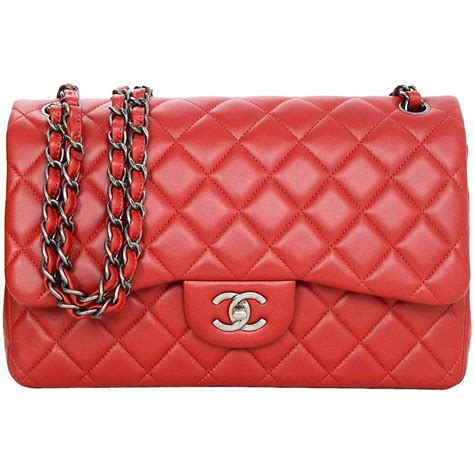 Chanel Red Quilted Lambskin Leather Double Flap Jumbo Bag With Rhw At