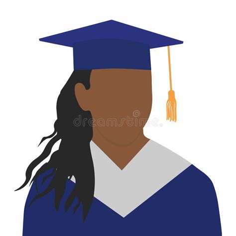 Female Graduate Student In Gown And Graduation Cap Vector Illustration