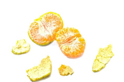 The Orange And Peels With The White Background Clipping Path Stock