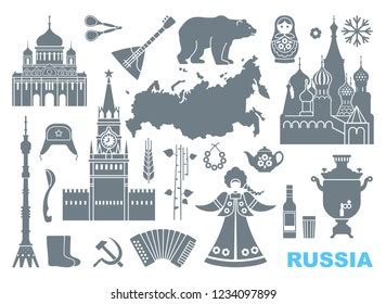 Traditional Symbols Russia Set Vector Icons Stock Vector Royalty Free Shutterstock
