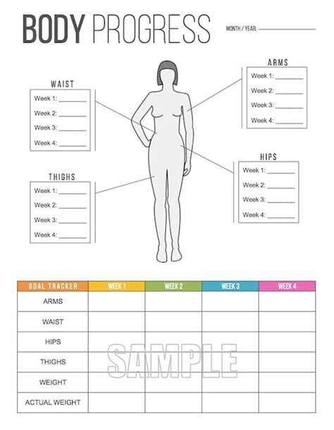 Body Progress Tracker Printable Body Measurements Tracker