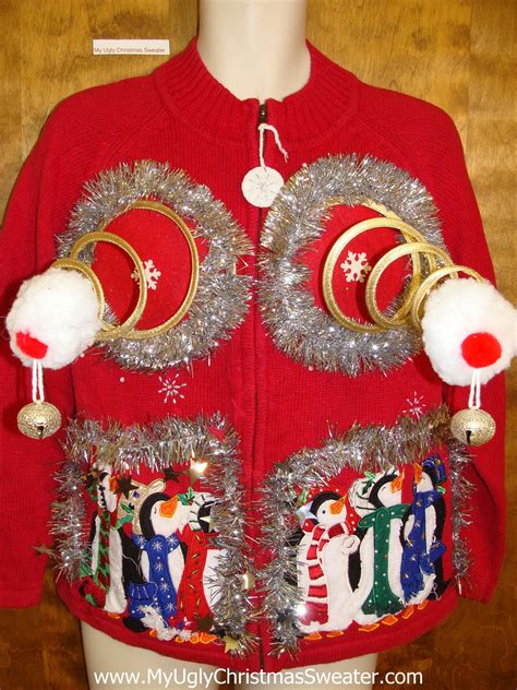 funny naughty ugly christmas sweater vest springy boobs my ugly christmas sweater