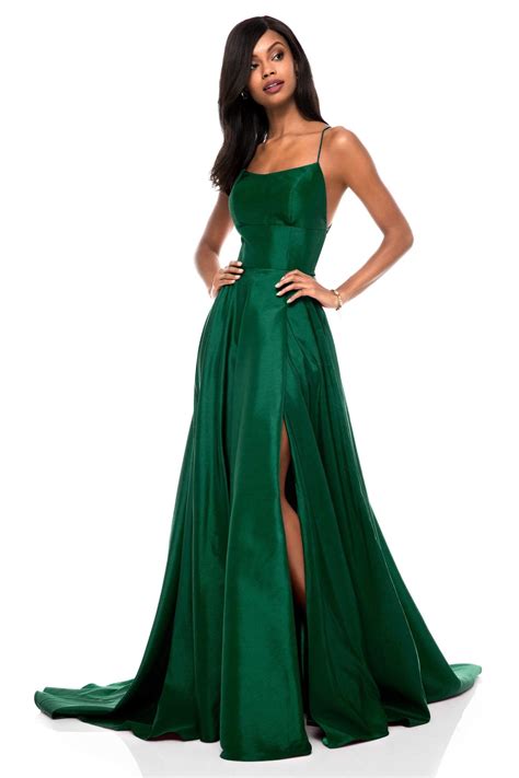 sherri hill 52023 scoop taffeta long a line dress green prom dress long green prom dress