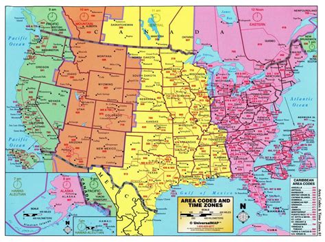 Large Detailed Map Of Area Codes And Time Zones Of The Usa Usa Maps Of The Usa Maps