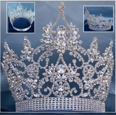 Continental Adjustable Crystal Crown Tiara Pageant Crowns Crystal