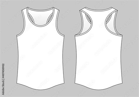 Blank White Tank Top Template On Gray Backgroundfront And Back View Vector File Stock Vector