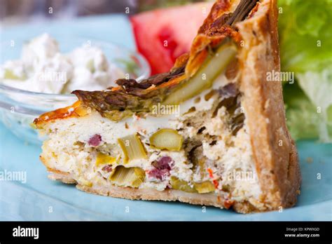 Quiche With Salad Stock Photo Alamy