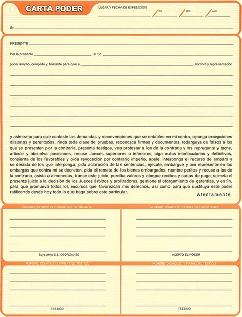 Carta poder (formato para llenar) from s2.studylib.es. Ejemplo de carta de poder