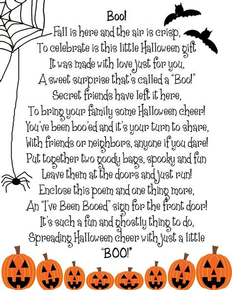 Boo Poem Halloween Poems Halloween Games Halloween Baskets