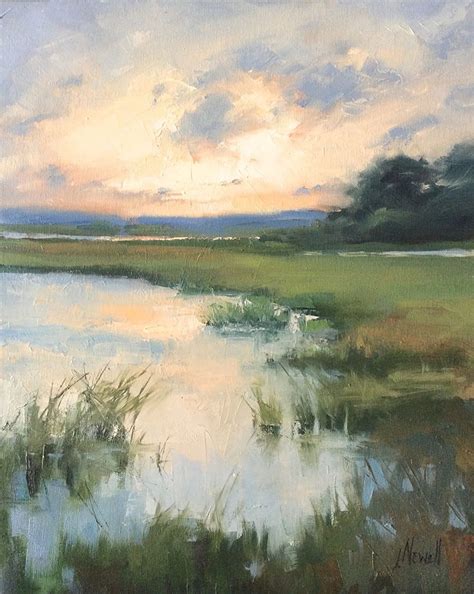 Summer Evening Marsh By Jacki Newell Oil 16 X 20 X 75 Watercolor