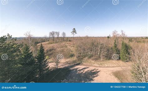 Plain Simple Countryside Spring Landscape With Fresh Green Meadows And