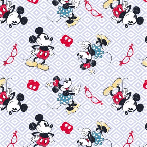 Disney Fabric Mickey And Minnie Mouse Toss White 100 Cotton Ebay