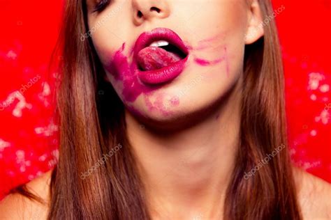 Sexy Girl Licking Lips Stock Photo By Deagreez