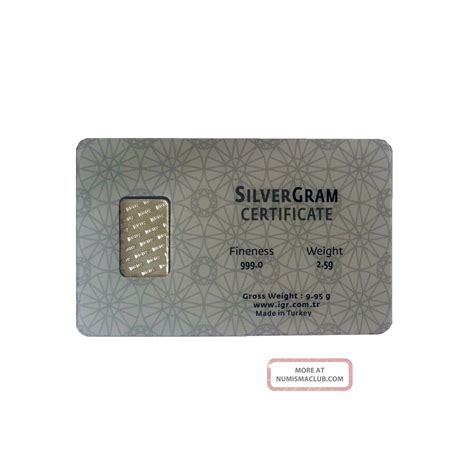 2 5 Gram 999 0 Silver Bullion Serialed Assayed By Igr