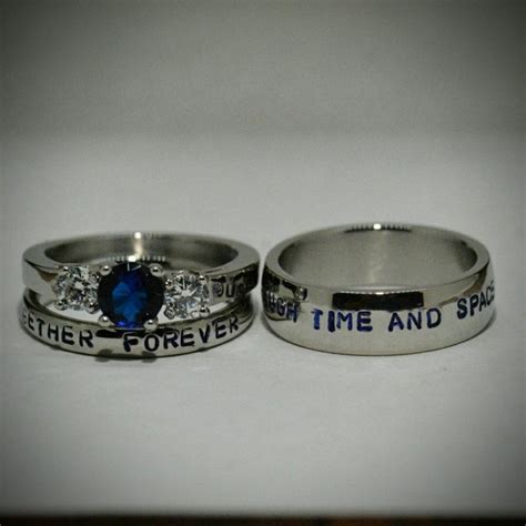 Doctor Who Inspired 3 Piece Wedding Sethand Stamped Stainless Steel