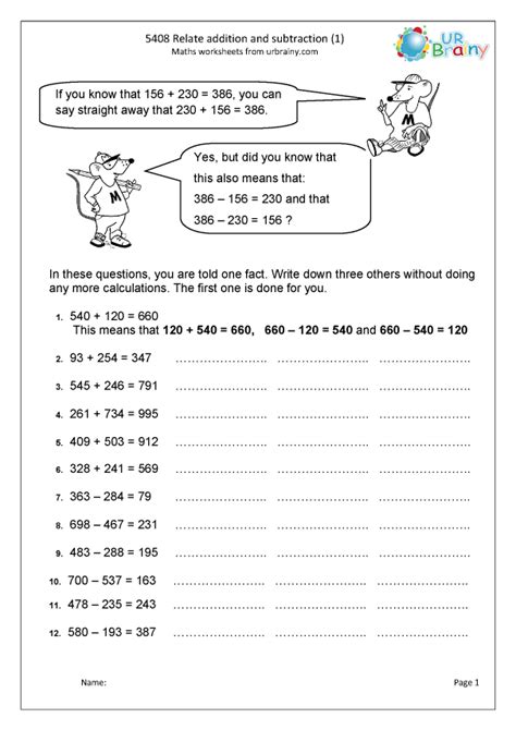 Relate Addition And Subtraction 1 Subtraction In Year 5 Age 9 10