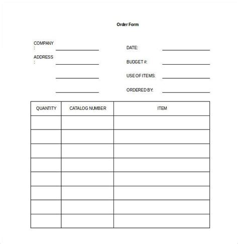 Printable Simple Order Form Template Printable Free Templates