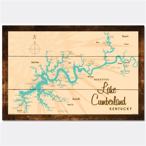Lake Cumberland Kentucky Rustic Wood Sign Map Art Lakebound®